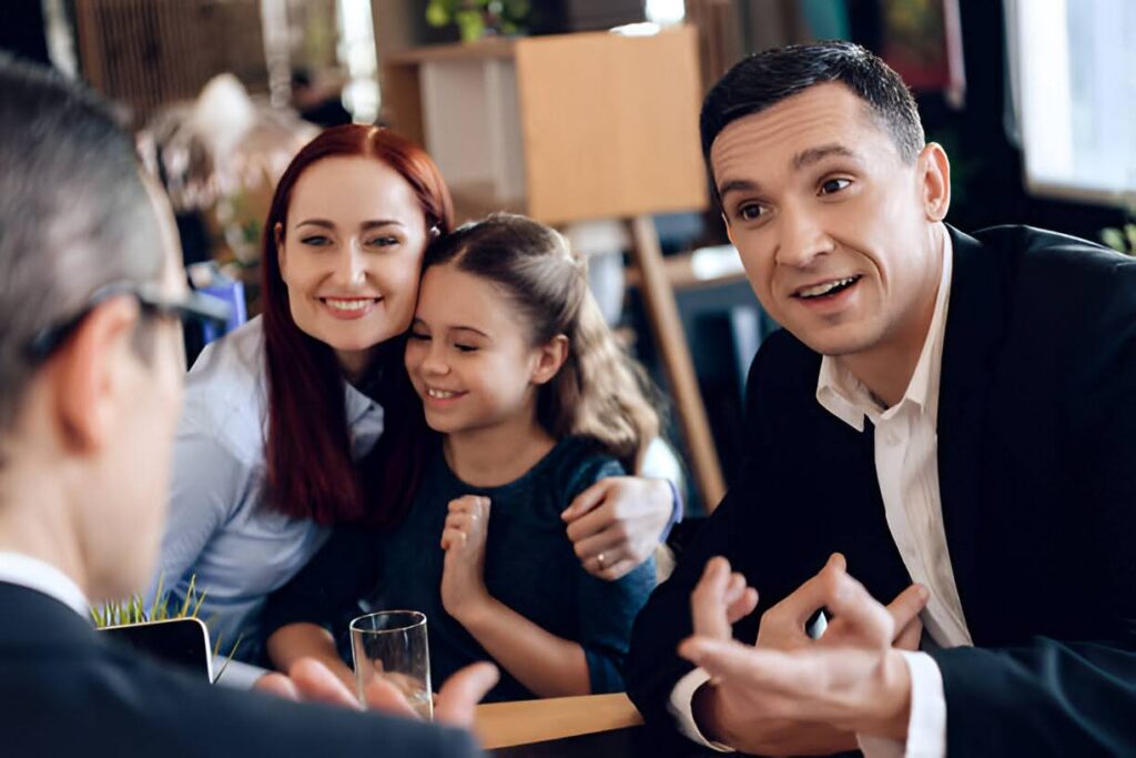 Employee smiling after receiving corporate childcare benefits